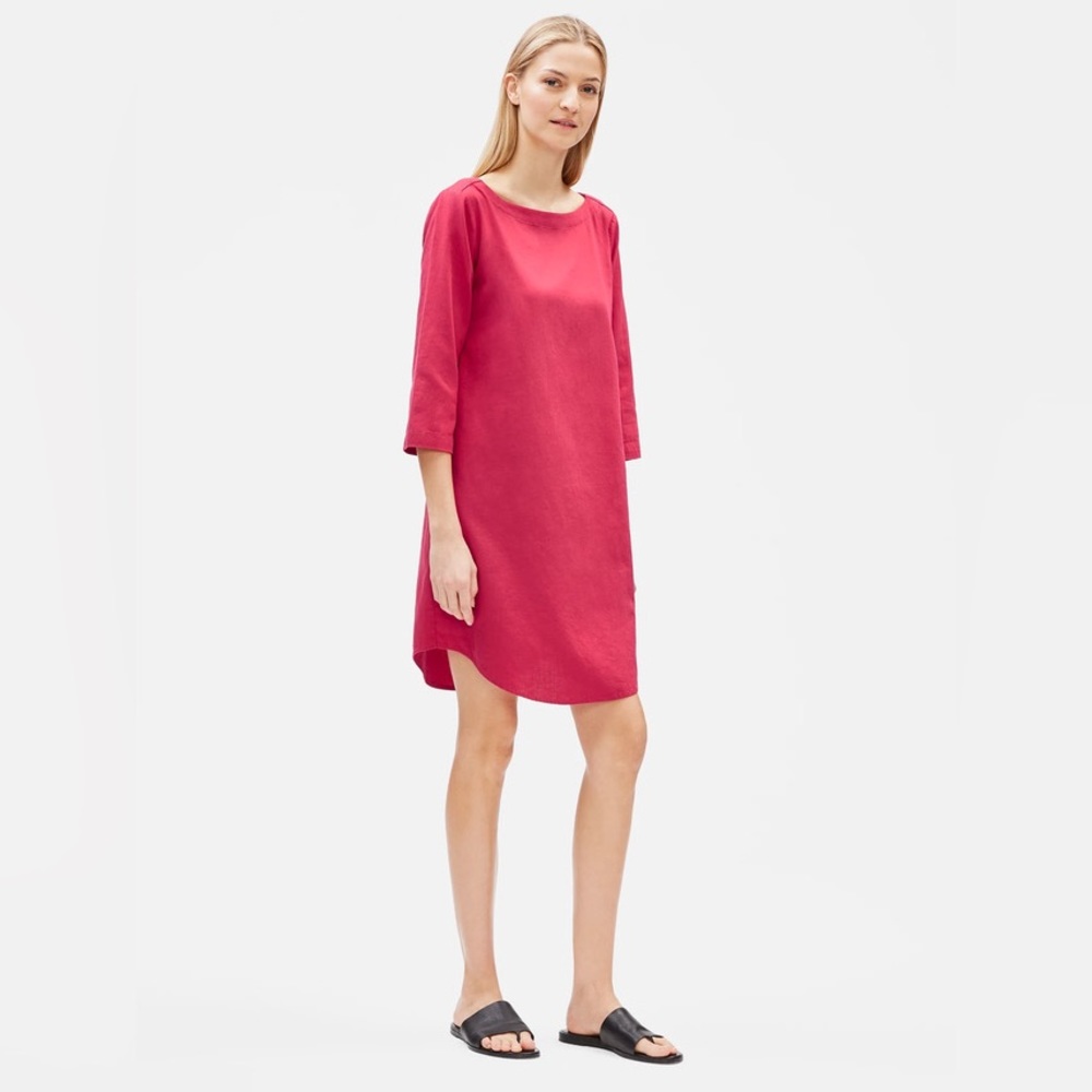 Plus Size XL Eileen Fisher Organic Cotton Twill 3/4 Sleeve Dress - Picture 5 of 5